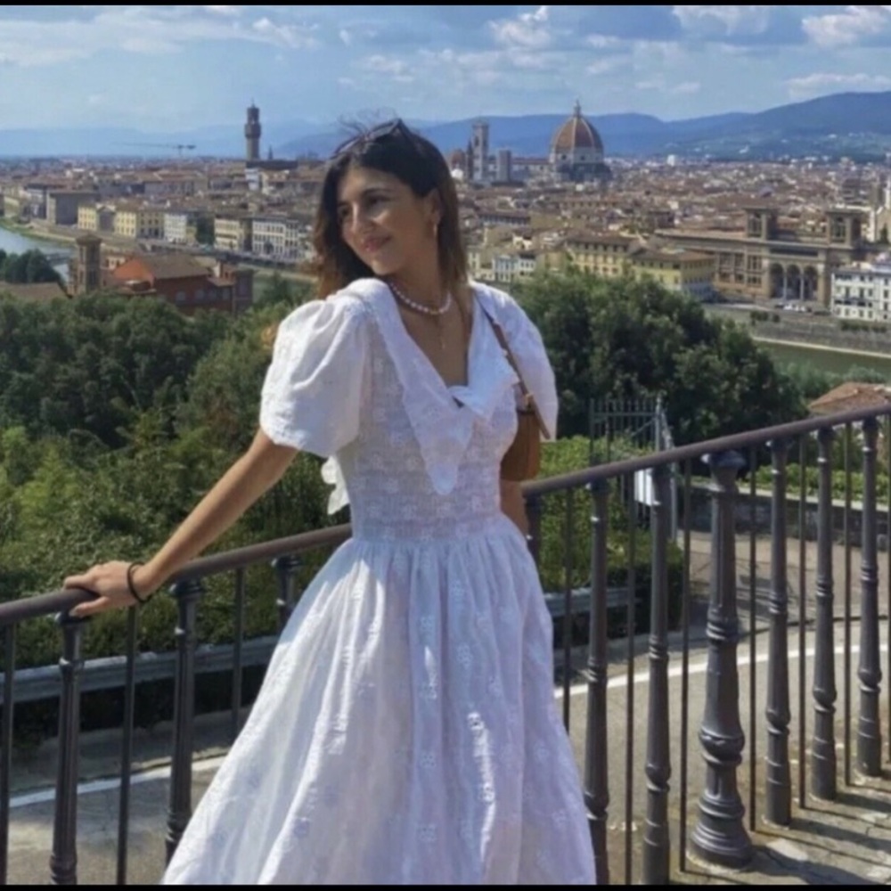 Zara Oyster White Voluminous Midi Dress NWT